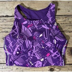 Reebok Women’s Size M Purple/Pink Printed Cropped Tank Bra
